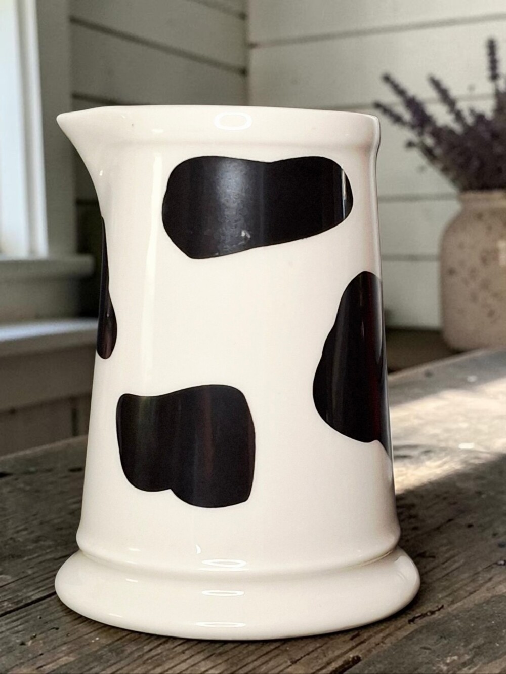 Vintage Painted Cow Print Creamer Homer Laughlin Farmhouse Restaurant Ware USA